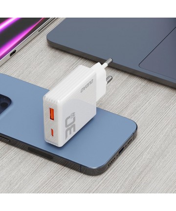 GaN Dudao A30EU 30W USB-A / USB-C Wall Charger - White