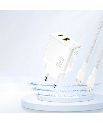 Dudao A26T GaN 25W USB-A, USB-C Charger - White