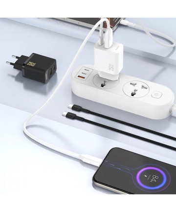Dudao A26T GaN 25W USB-A, USB-C Charger - White