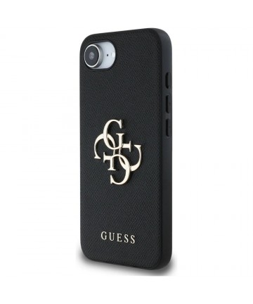Guess PU Grained 4G Metal Logo case for iPhone 16e - black