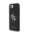 Guess PU Grained 4G Metal Logo case for iPhone 16e - black
