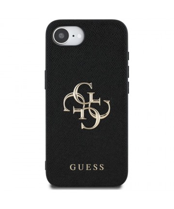 Guess PU Grained 4G Metal Logo case for iPhone 16e - black