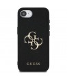 Guess PU Grained 4G Metal Logo case for iPhone 16e - black