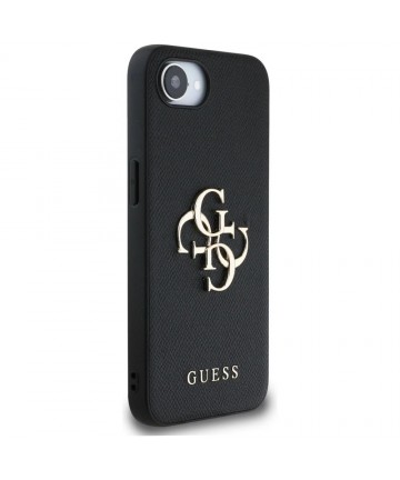 Guess PU Grained 4G Metal Logo case for iPhone 16e - black