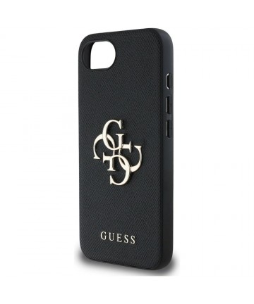 Guess PU Grained 4G Metal Logo case for iPhone 16e - black