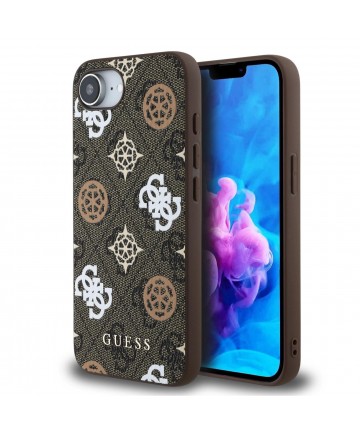 Guess PU 4G Peony case with MagSafe for iPhone 16e - brown