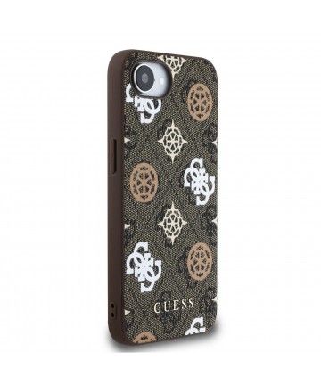 Guess PU 4G Peony case with MagSafe for iPhone 16e - brown