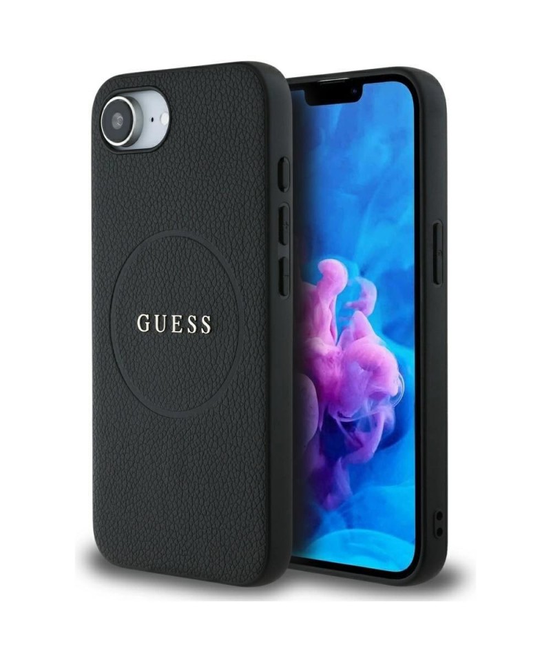 Guess PU Grained Classic Logo case with MagSafe for iPhone 16e - black