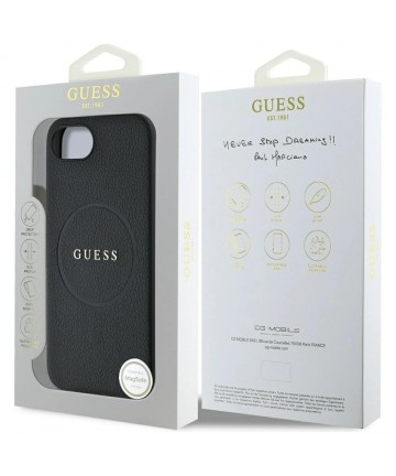 Guess PU Grained Classic Logo case with MagSafe for iPhone 16e - black