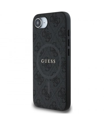 Guess PU Leather 4G Colored Ring Case with MagSafe for iPhone 16e - Black