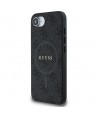 Guess PU Leather 4G Colored Ring Case with MagSafe for iPhone 16e - Black