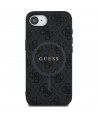 Guess PU Leather 4G Colored Ring Case with MagSafe for iPhone 16e - Black