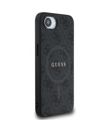 Guess PU Leather 4G Colored Ring Case with MagSafe for iPhone 16e - Black