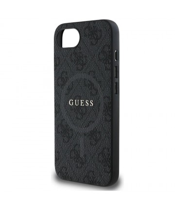 Guess PU Leather 4G Colored Ring Case with MagSafe for iPhone 16e - Black