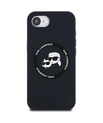 Karl Lagerfeld Liquid Silicone Karl & Choupette Heads Case with MagSafe for iPhone 16e - Black