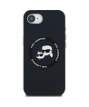 Karl Lagerfeld Liquid Silicone Karl & Choupette Heads Case with MagSafe for iPhone 16e - Black