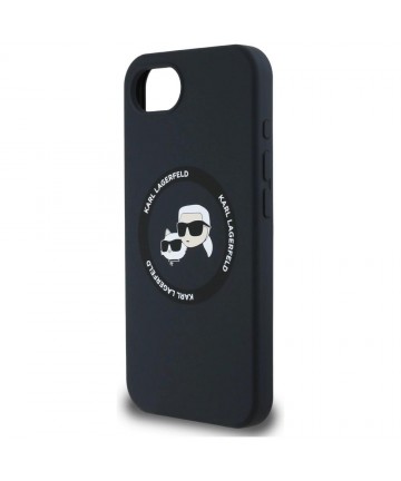 Karl Lagerfeld Liquid Silicone Karl & Choupette Heads Case with MagSafe for iPhone 16e - Black