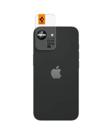 Spigen Optik Pro GLAS.TR "Ez Fit" Camera Cover 2-pack for iPhone 16e / 17e - Black