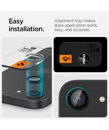 Spigen Optik Pro GLAS.TR "Ez Fit" Camera Cover 2-pack for iPhone 16e / 17e - Black