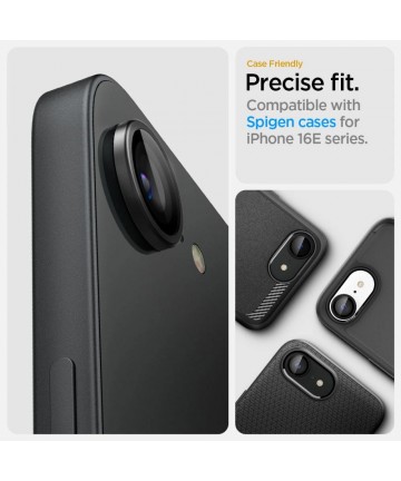 Spigen Optik Pro GLAS.TR "Ez Fit" Camera Cover 2-pack for iPhone 16e / 17e - Black