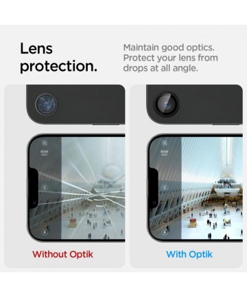 Spigen Optik Pro GLAS.TR "Ez Fit" Camera Cover 2-pack for iPhone 16e / 17e - Black