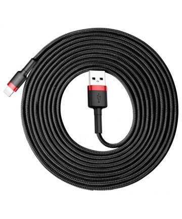 Baseus Cafule Cable durable nylon cord USB / Lightning QC3.0 2A 3M black-red (CALKLF-R91)