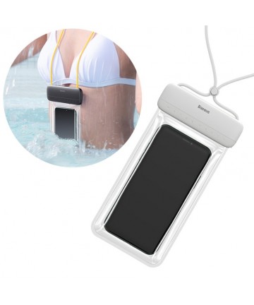 Baseus universal waterproof cover phone case (max 7.2&#39;&#39;) for swimming pool IPX8 white (ACFSD-D02)