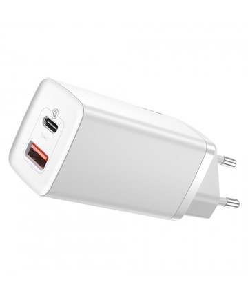 Baseus GaN2 Lite fast charger 65W USB / USB Type C Quick Charge 3.0 Power Delivery (gallium nitride) white (CCGAN2L-B02)