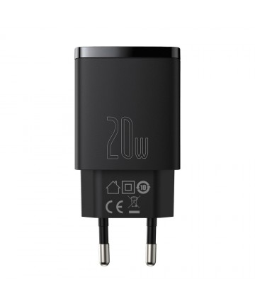 Baseus Compact fast charger USB / USB Type C 20W 3A Power Delivery Quick Charge 3.0 black (CCXJ-B01)