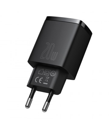 Baseus Compact fast charger USB / USB Type C 20W 3A Power Delivery Quick Charge 3.0 black (CCXJ-B01)