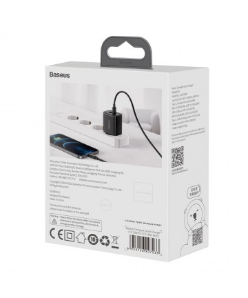 Baseus Compact fast charger USB / USB Type C 20W 3A Power Delivery Quick Charge 3.0 black (CCXJ-B01)
