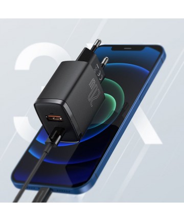 Baseus Compact fast charger USB / USB Type C 20W 3A Power Delivery Quick Charge 3.0 black (CCXJ-B01)