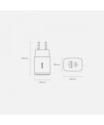 Baseus Compact fast charger USB / USB Type C 20W 3A Power Delivery Quick Charge 3.0 black (CCXJ-B01)