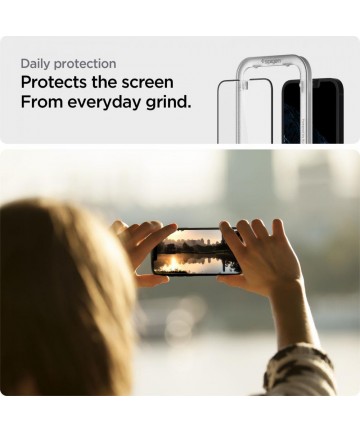 Spigen ALM Glass FC tempered glass for iPhone 13 / 13 Pro / 14 / 16e / 17e - black 2 pcs.