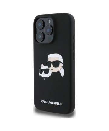 Karl Lagerfeld Silicone Case Heads Print MagSafe for iPhone 16 Pro Max - Black