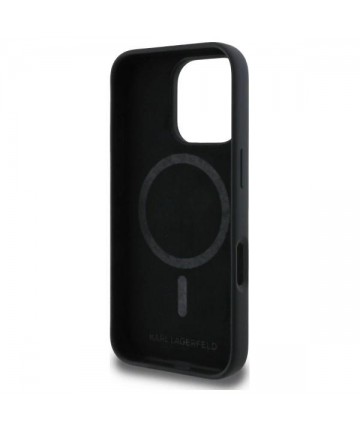 Karl Lagerfeld Silicone Case Heads Print MagSafe for iPhone 16 Pro Max - Black
