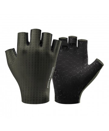 Rockbros Breathable Short Finger Cycling Gloves, Size: L - Green