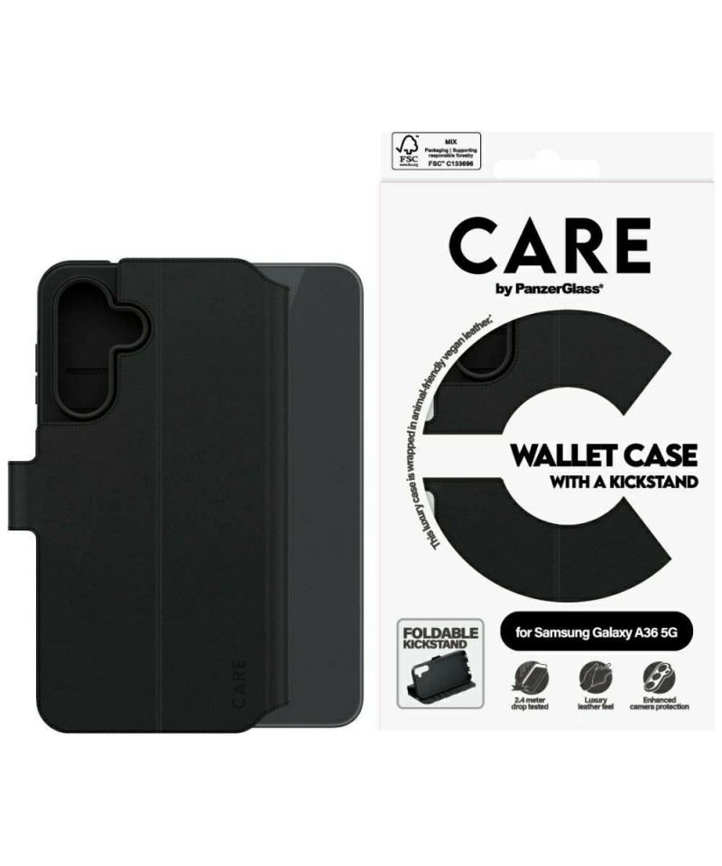 CARE by PanzerGlass Feature Wallet Kickstand Case for Samsung Galaxy A36 5G - Black