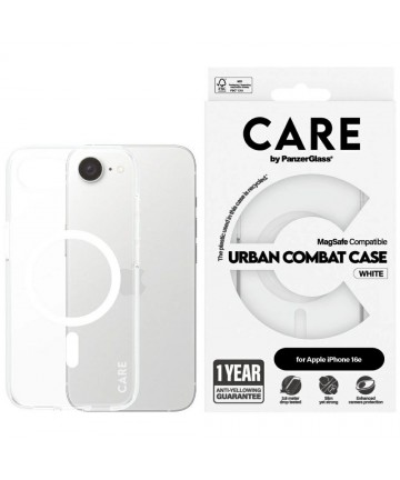 CARE by PanzerGlass Flagship Urban Combat White MagSafe iPhone 16e Case - Clear