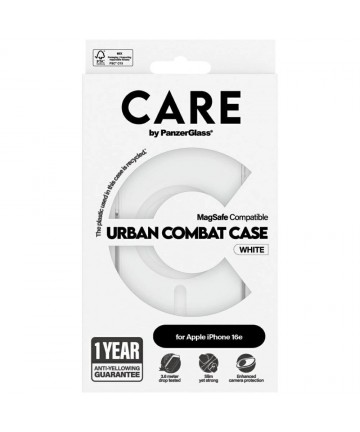 CARE by PanzerGlass Flagship Urban Combat White MagSafe iPhone 16e Case - Clear