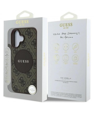 Guess 4G Circle Classic Logo MagSafe case for iPhone 16 - brown