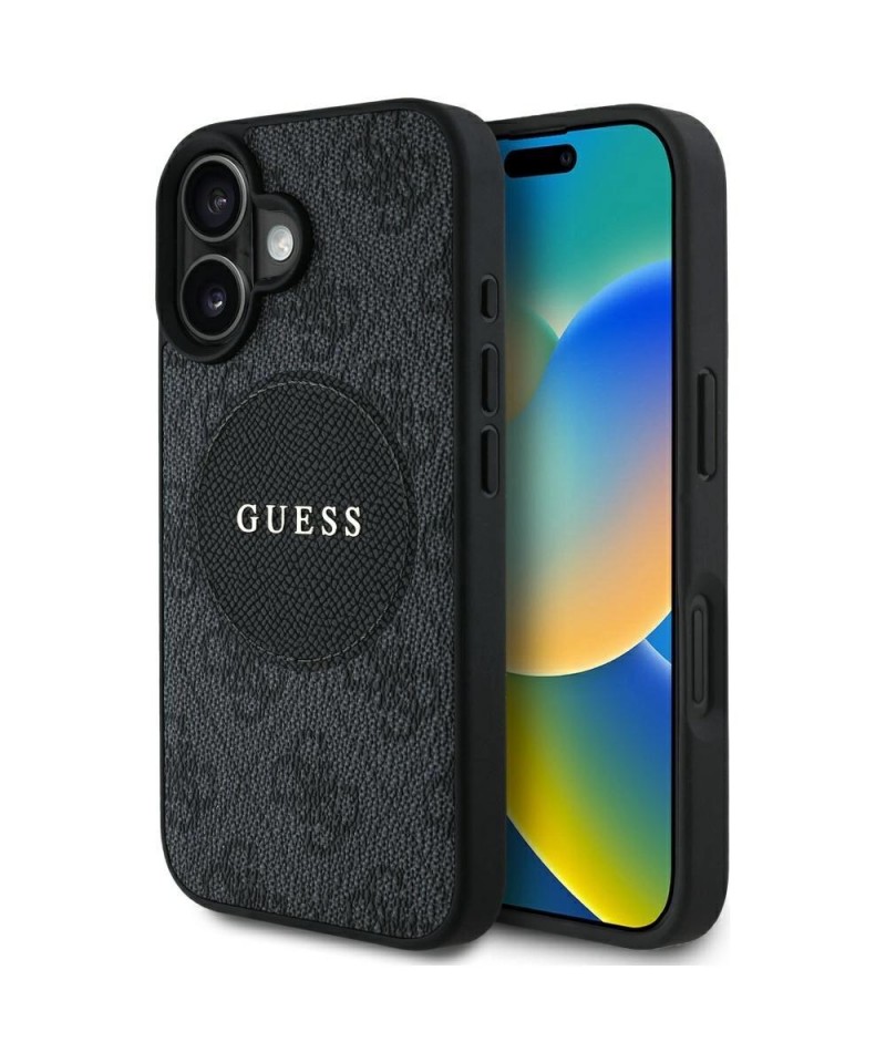 Guess 4G Circle Classic Logo MagSafe case for iPhone 16 - black