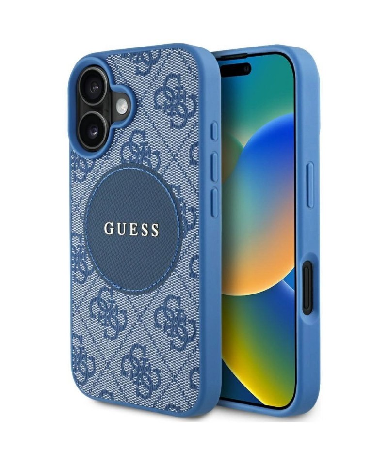 Guess 4G Circle Classic Logo MagSafe case for iPhone 16 - blue