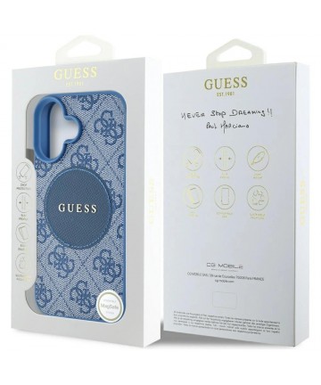 Guess 4G Circle Classic Logo MagSafe case for iPhone 16 - blue