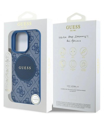 Guess 4G Circle Classic Logo MagSafe case for iPhone 16 Pro Max - blue