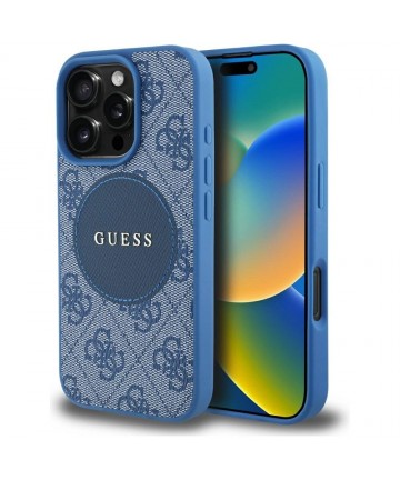 Guess 4G Circle Classic Logo MagSafe case for iPhone 16 Pro - blue