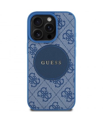 Guess 4G Circle Classic Logo MagSafe case for iPhone 16 Pro - blue