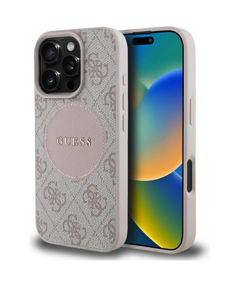 Guess 4G Circle Classic Logo MagSafe iPhone 16 Pro Case - Pink