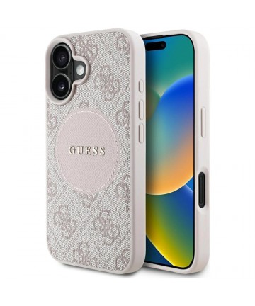 Guess 4G Circle Classic Logo MagSafe iPhone 16 Case - Pink
