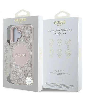 Guess 4G Circle Classic Logo MagSafe iPhone 16 Case - Pink